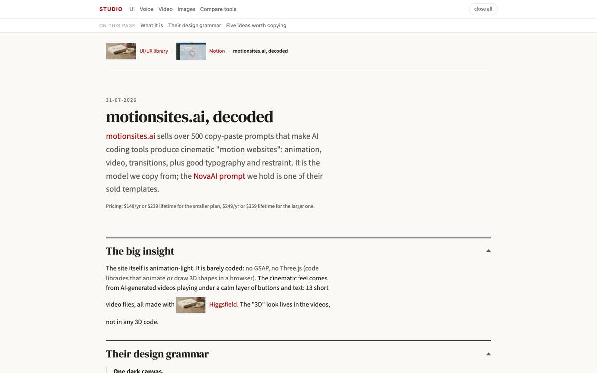 motionsites.ai, decoded