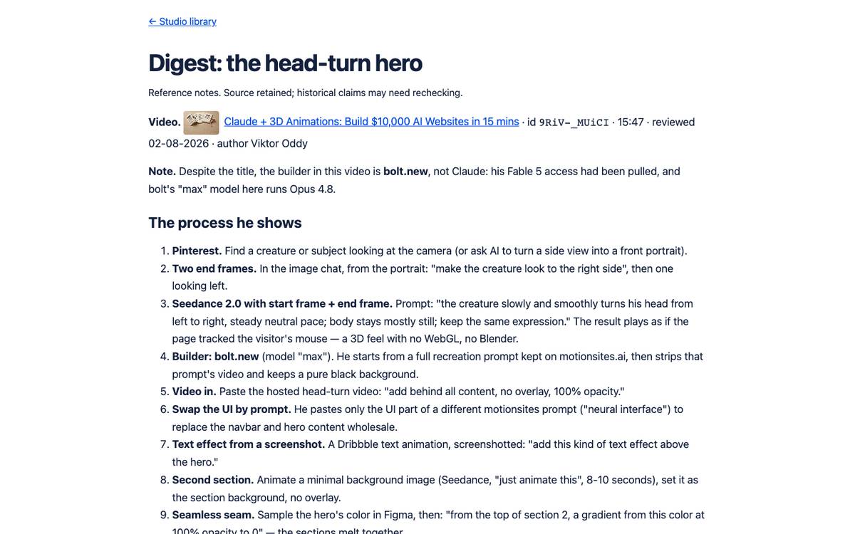 Digest: the head-turn hero