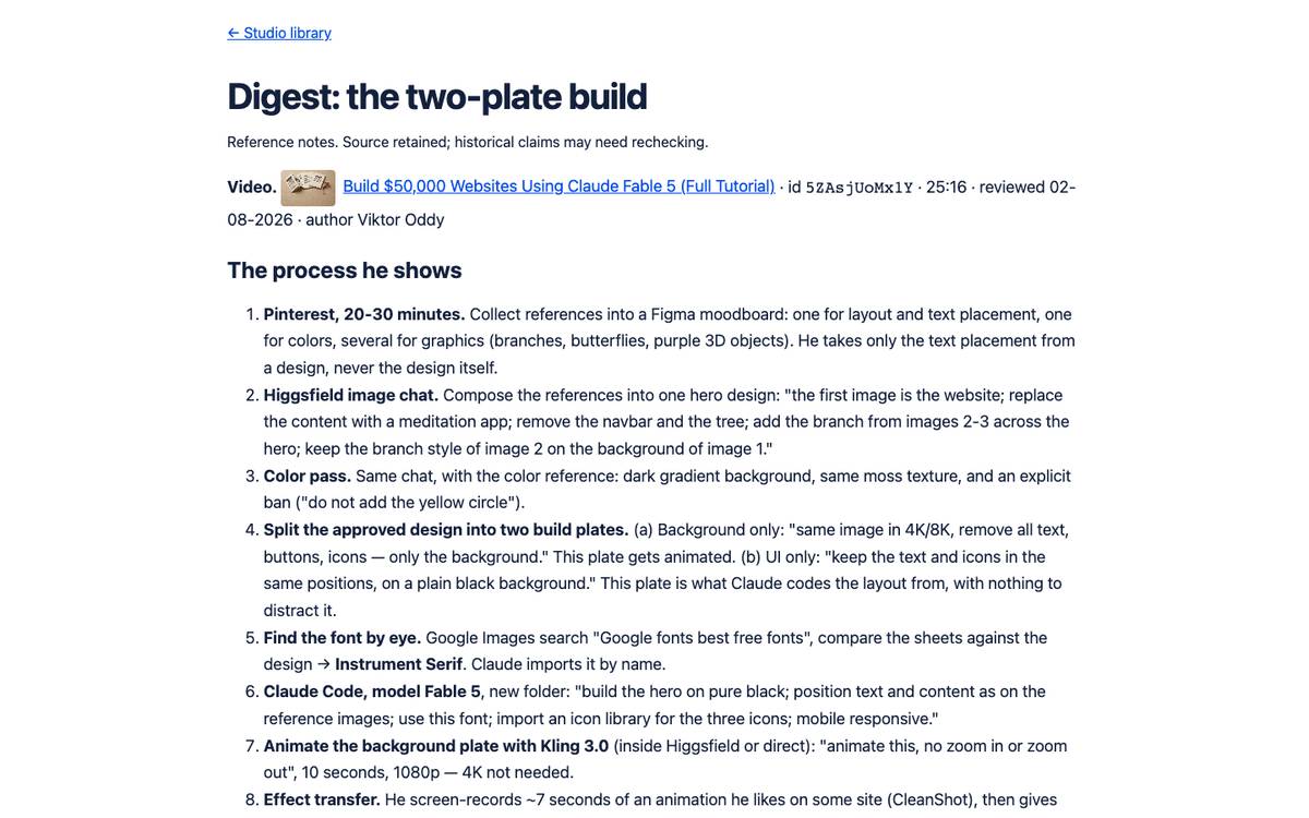 Digest: the two-plate build