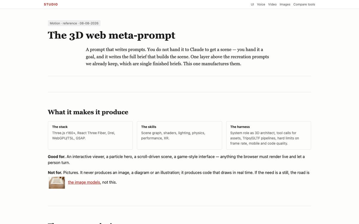 The 3D web meta-prompt