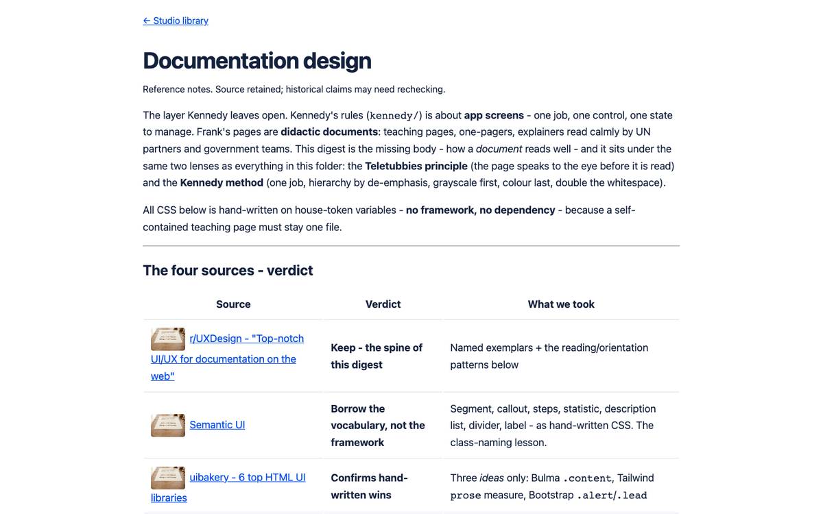 Documentation design