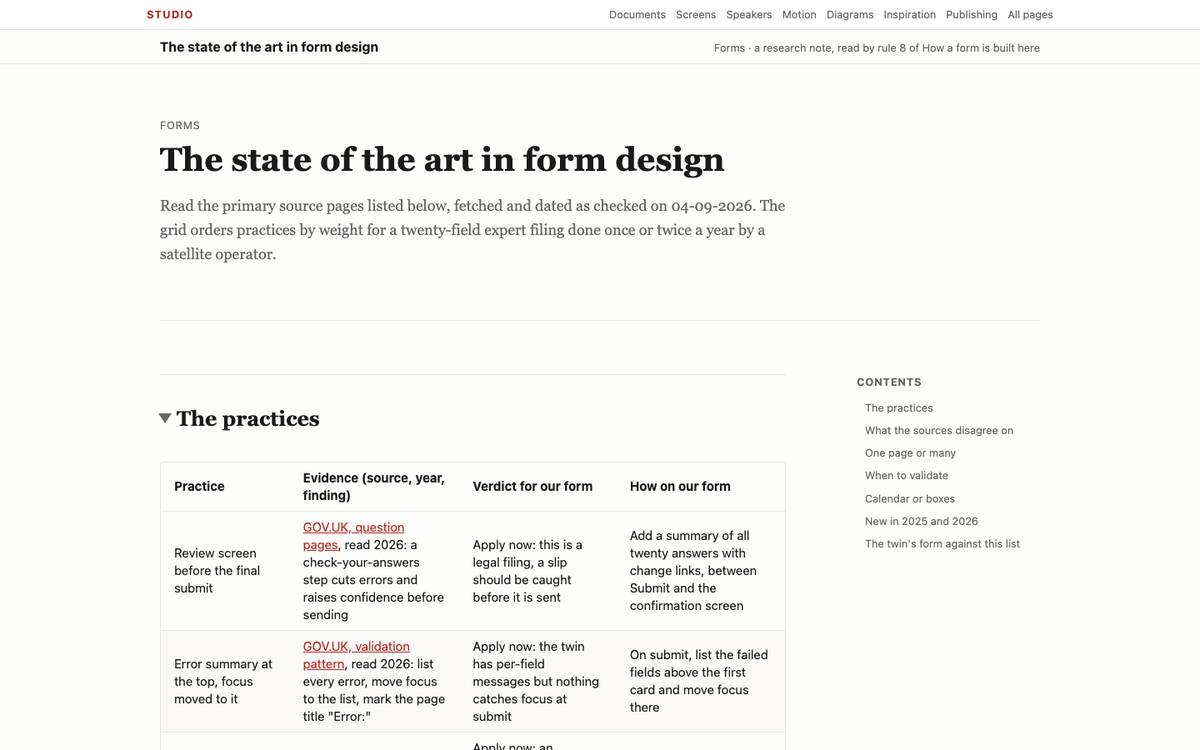 The state of the art in form design