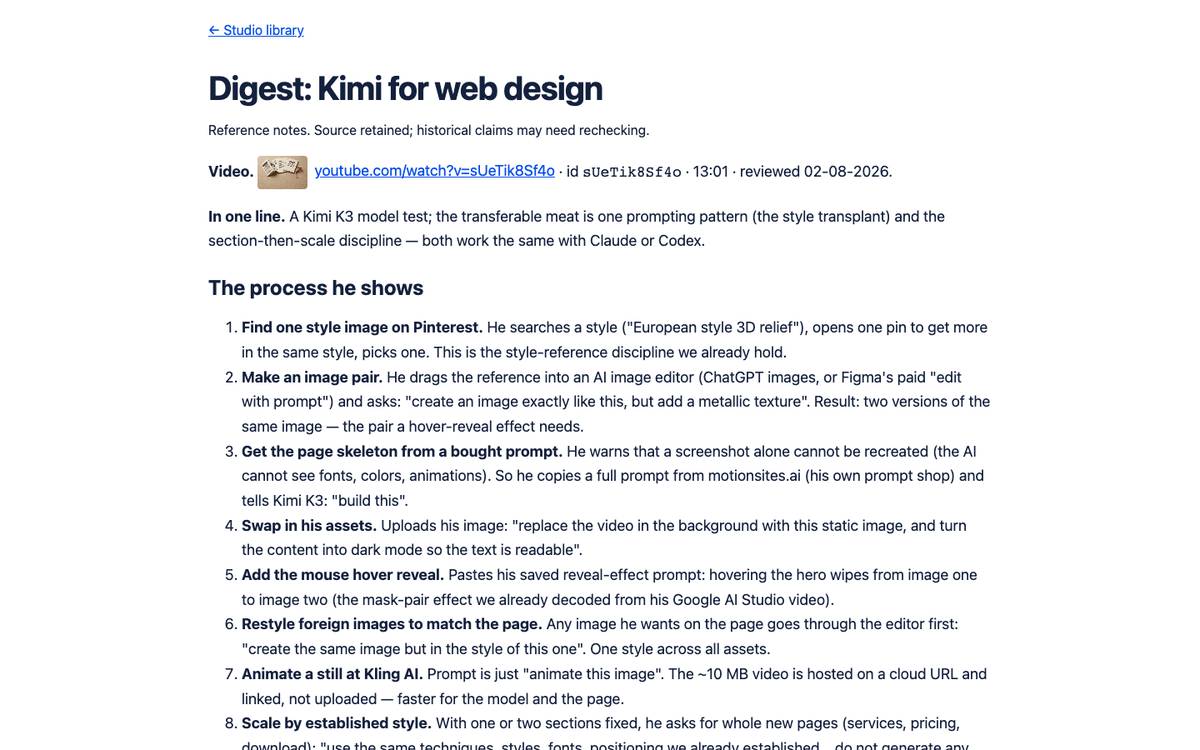 Digest: Kimi for web design