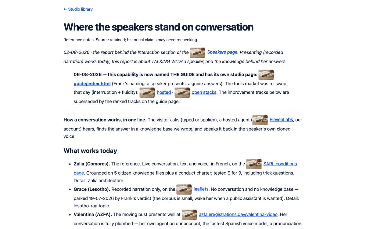 Where the speakers stand on conversation