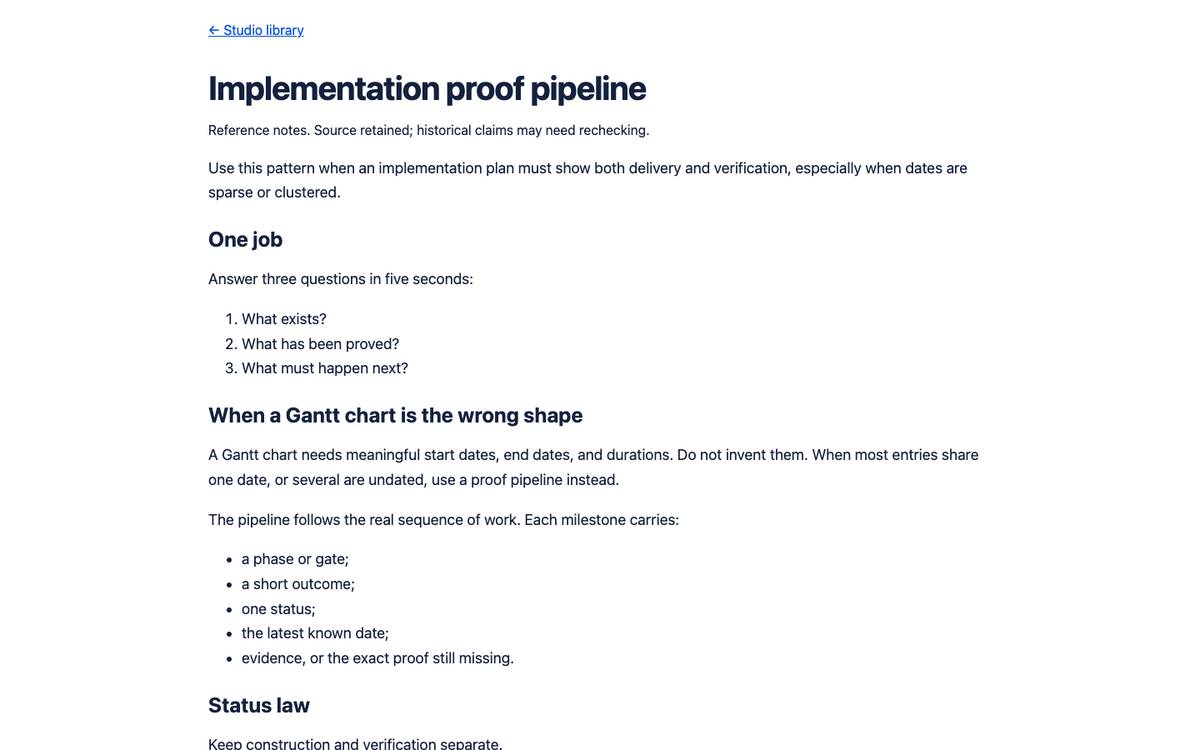 Implementation proof pipeline