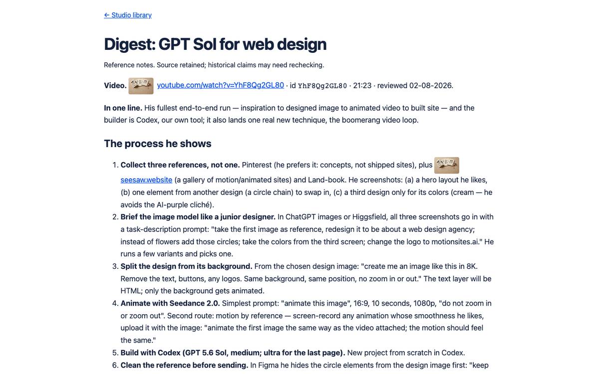 Digest: GPT Sol for web design