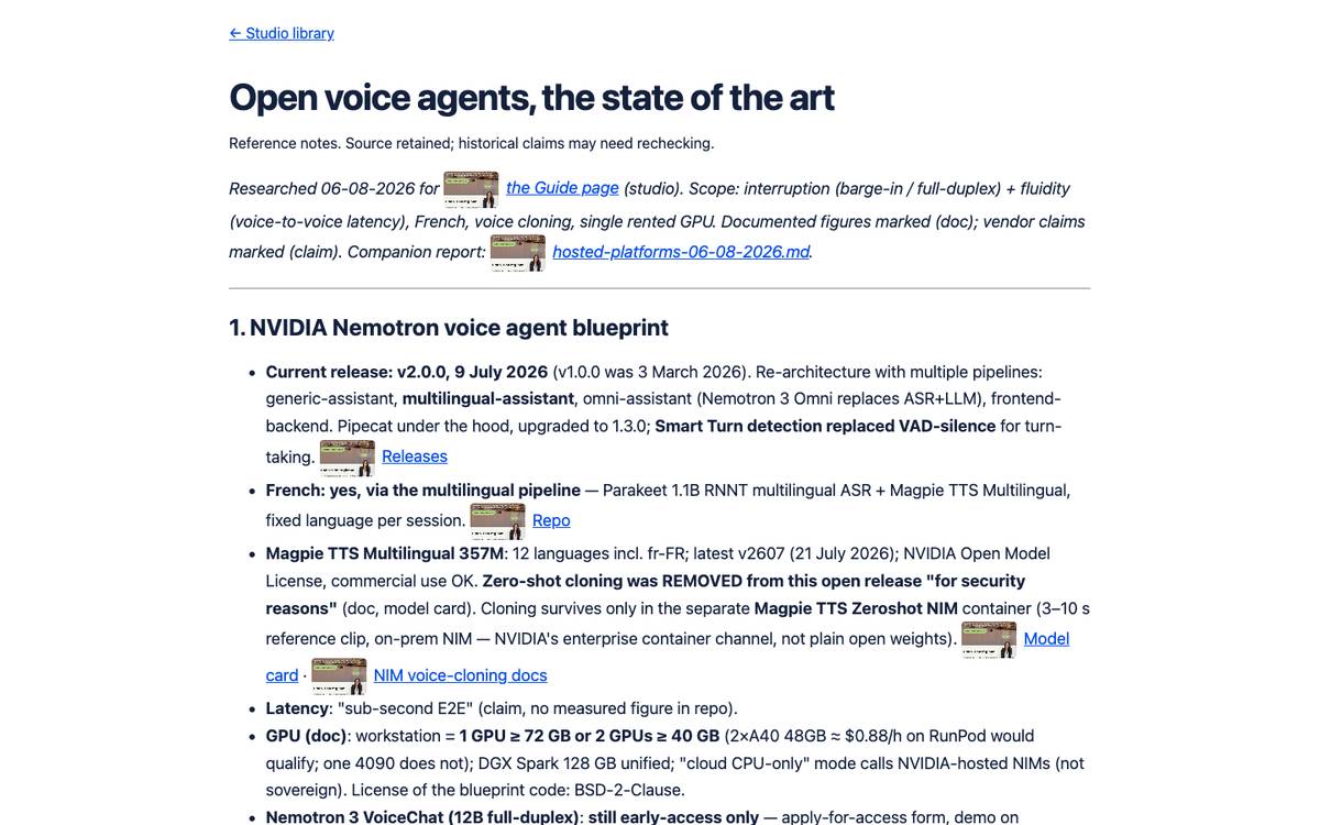 Open voice agents, the state of the art