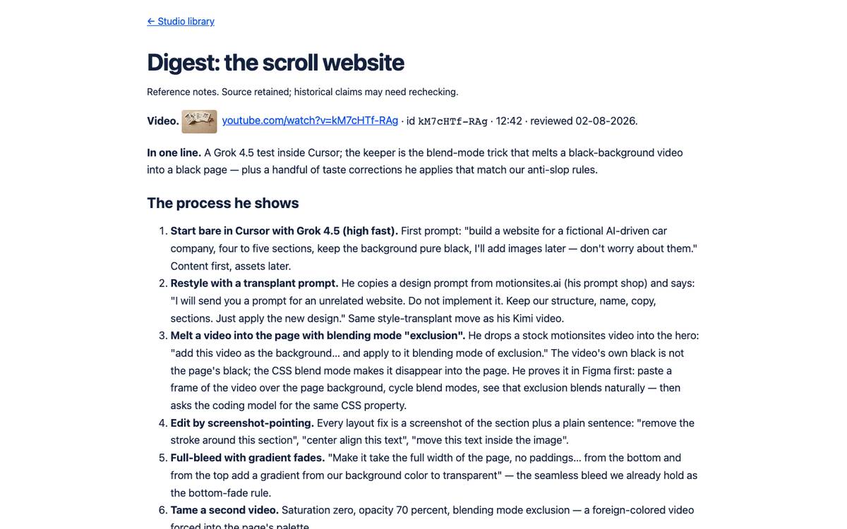 Digest: the scroll website