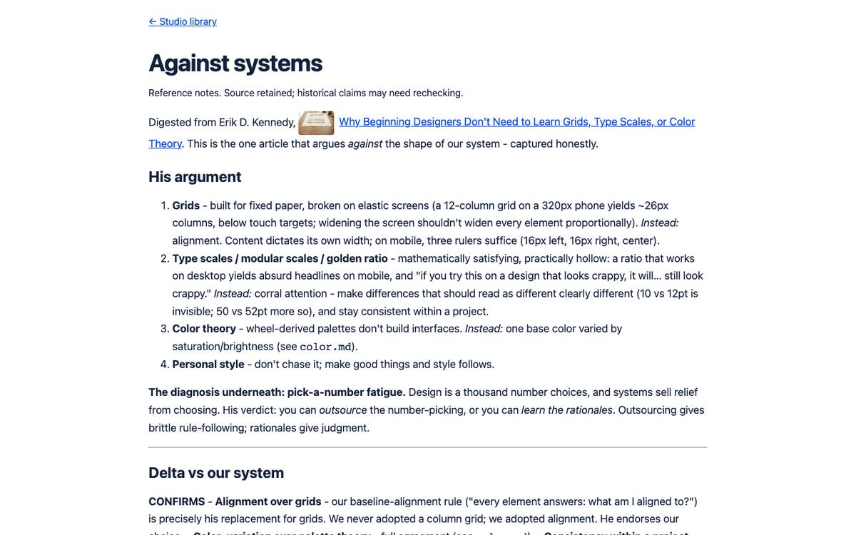 Against systems