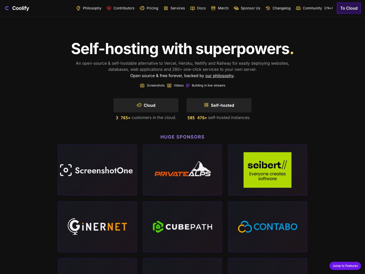 Coolify, a self-hosted dashboard for putting applications online