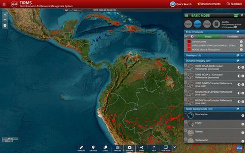 NASA FIRMS: focos de calor de las últimas 24 horas sobre Colombia y la Amazonía