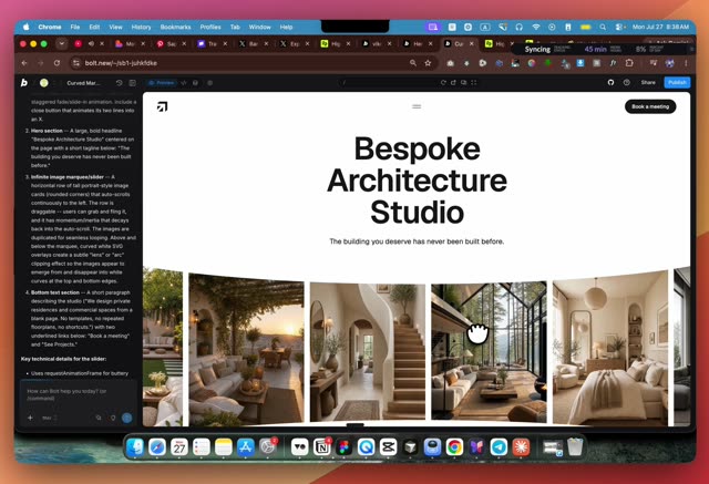 Bespoke Architecture Studio hero section, result of the first prompt