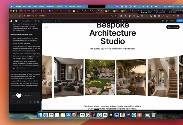 Scroll-through image gallery on the finished site