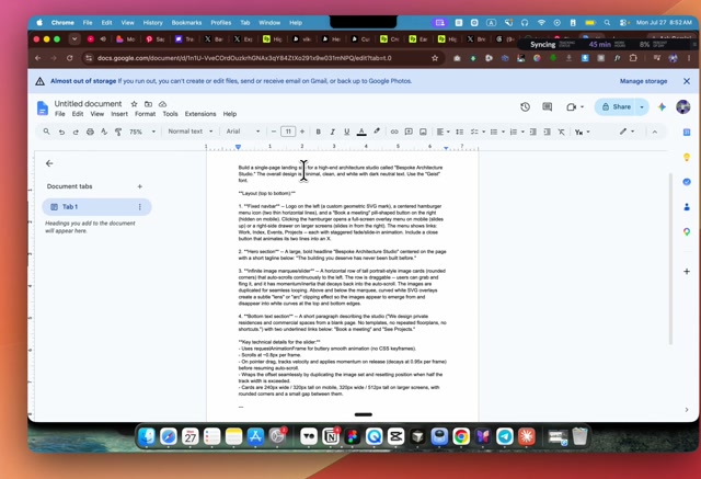 Google Docs prompt document