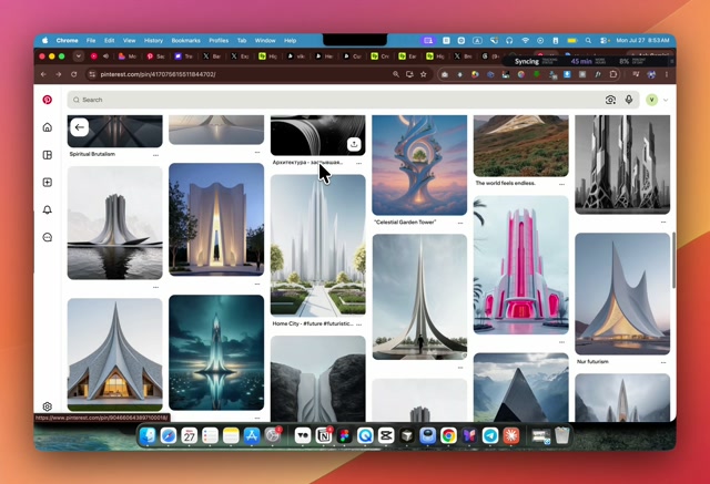 Pinterest search grid for futuristic architecture