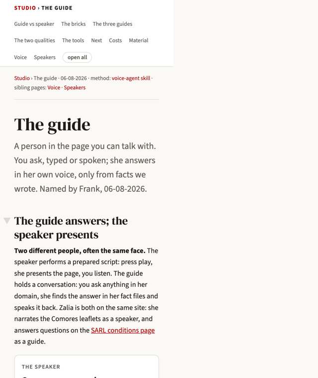 The guide page at 390 pixels, content pinched to the left with empty white to the right